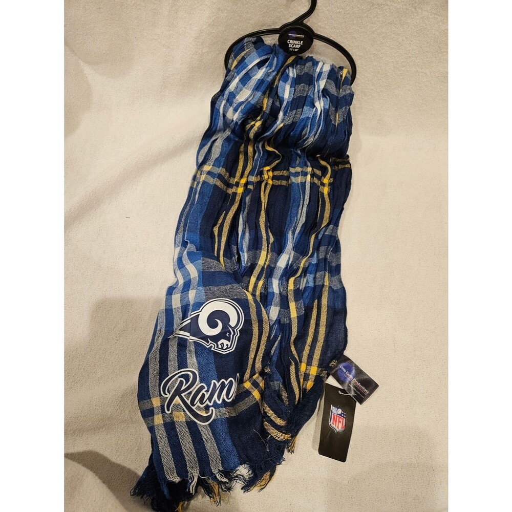 Los Angeles Rams Plaid Crinkle Scarf - Navy, Blue & Gold